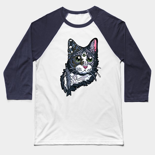 Steampunk Cat Baseball T-Shirt by emmakin.art@gmail.com